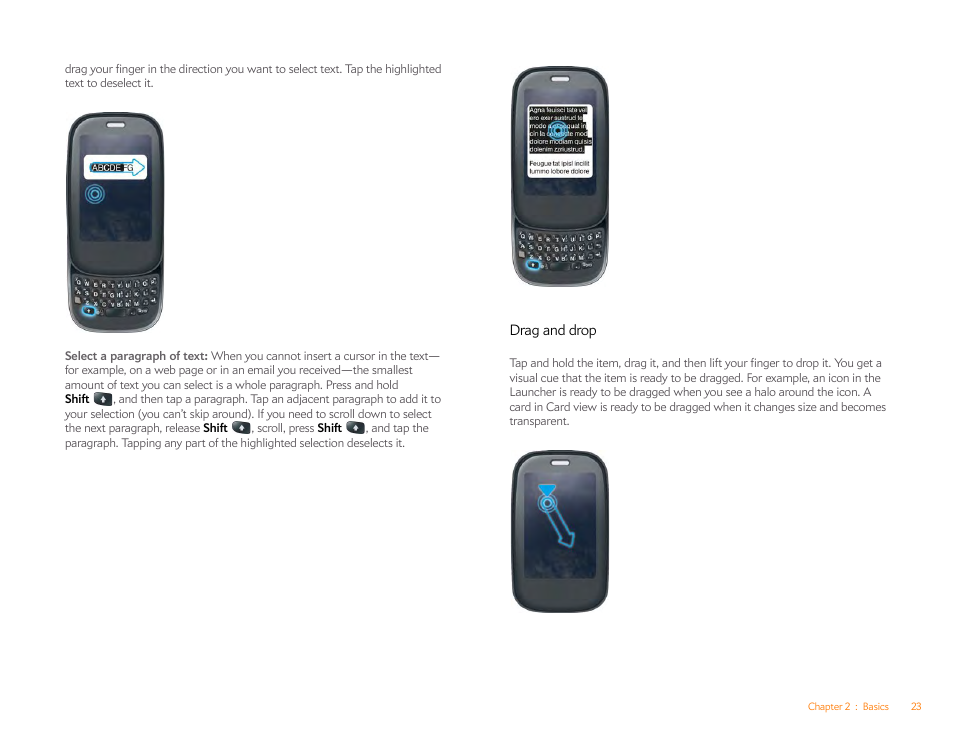 Drag and drop | Palm Pre Plus User Manual | Page 23 / 209