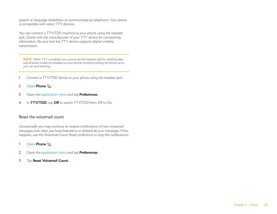Reset the voicemail count | Palm Pre Plus User Manual | Page 63 / 209