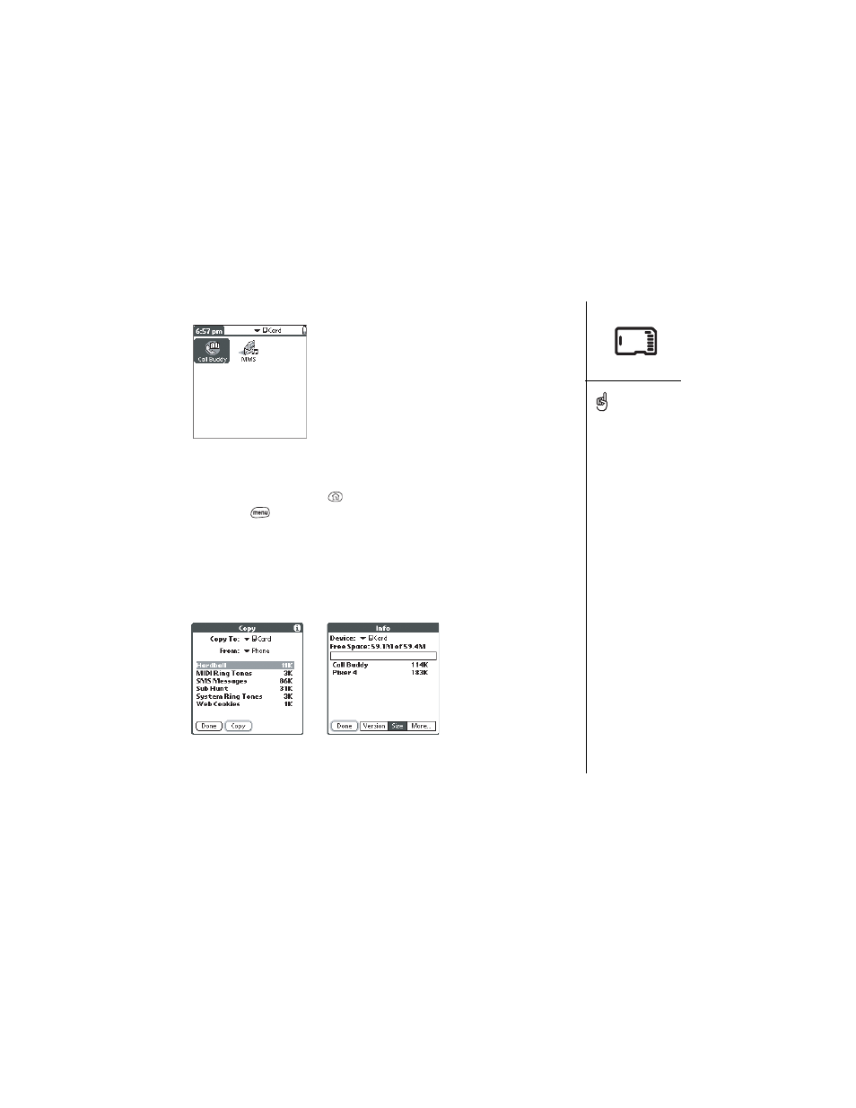 Copying applications to an expansion card | Palm Treo 600 User Manual | Page 115 / 178