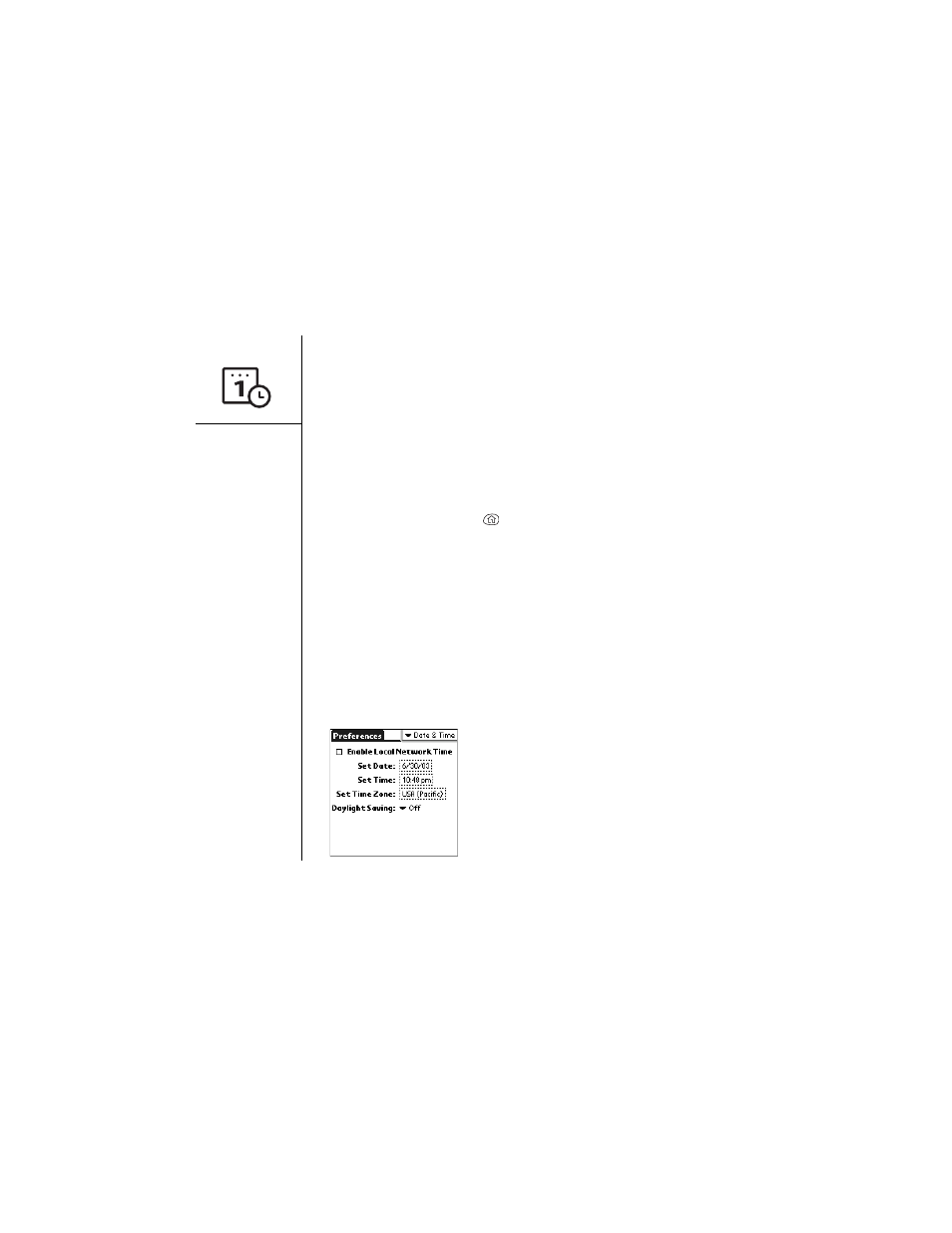 Date and time settings, Setting the date and time | Palm Treo 600 User Manual | Page 128 / 178