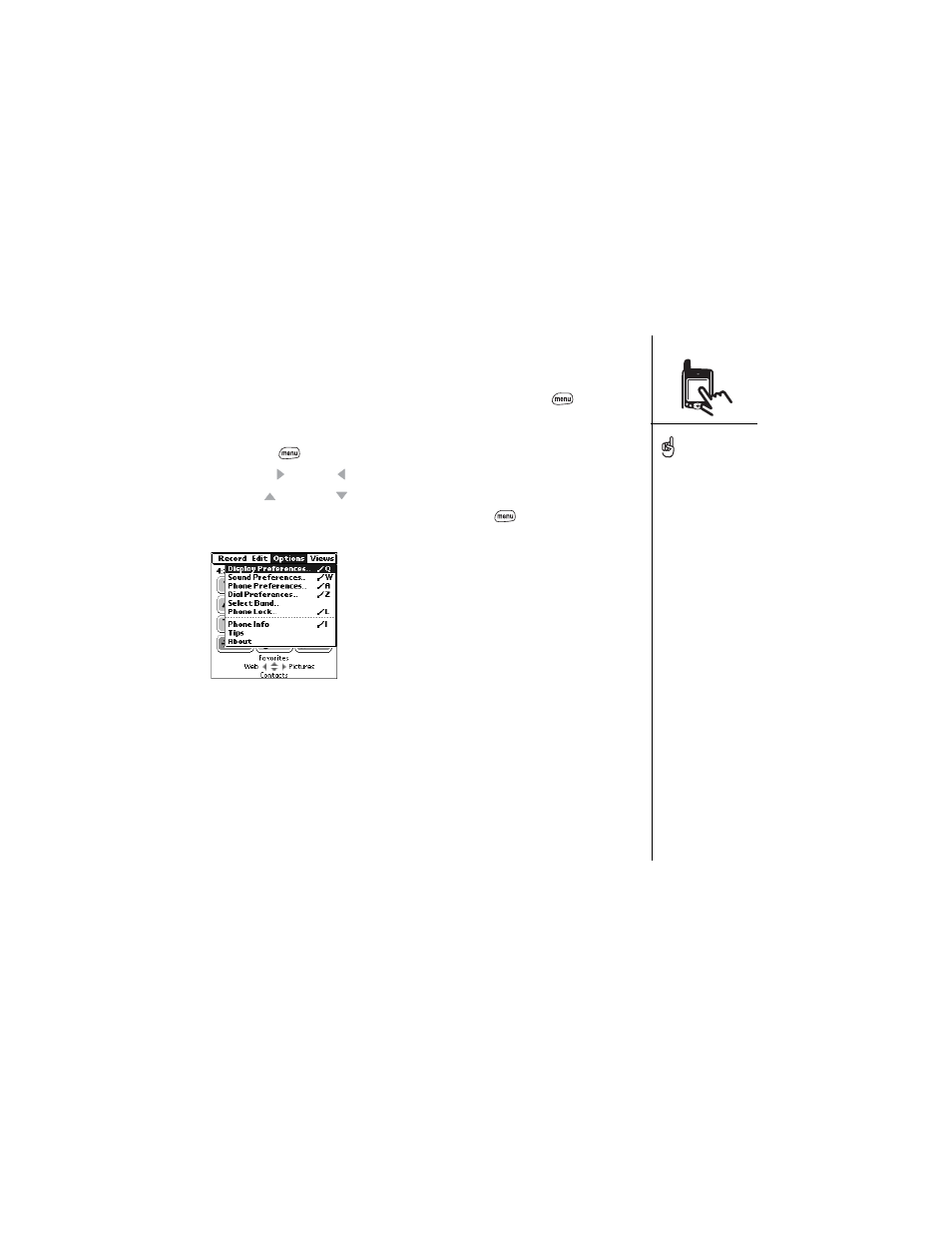 Selecting menu items | Palm Treo 600 User Manual | Page 23 / 178