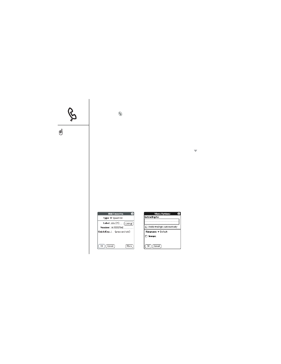 Creating a speed dial favorites button | Palm Treo 600 User Manual | Page 54 / 178