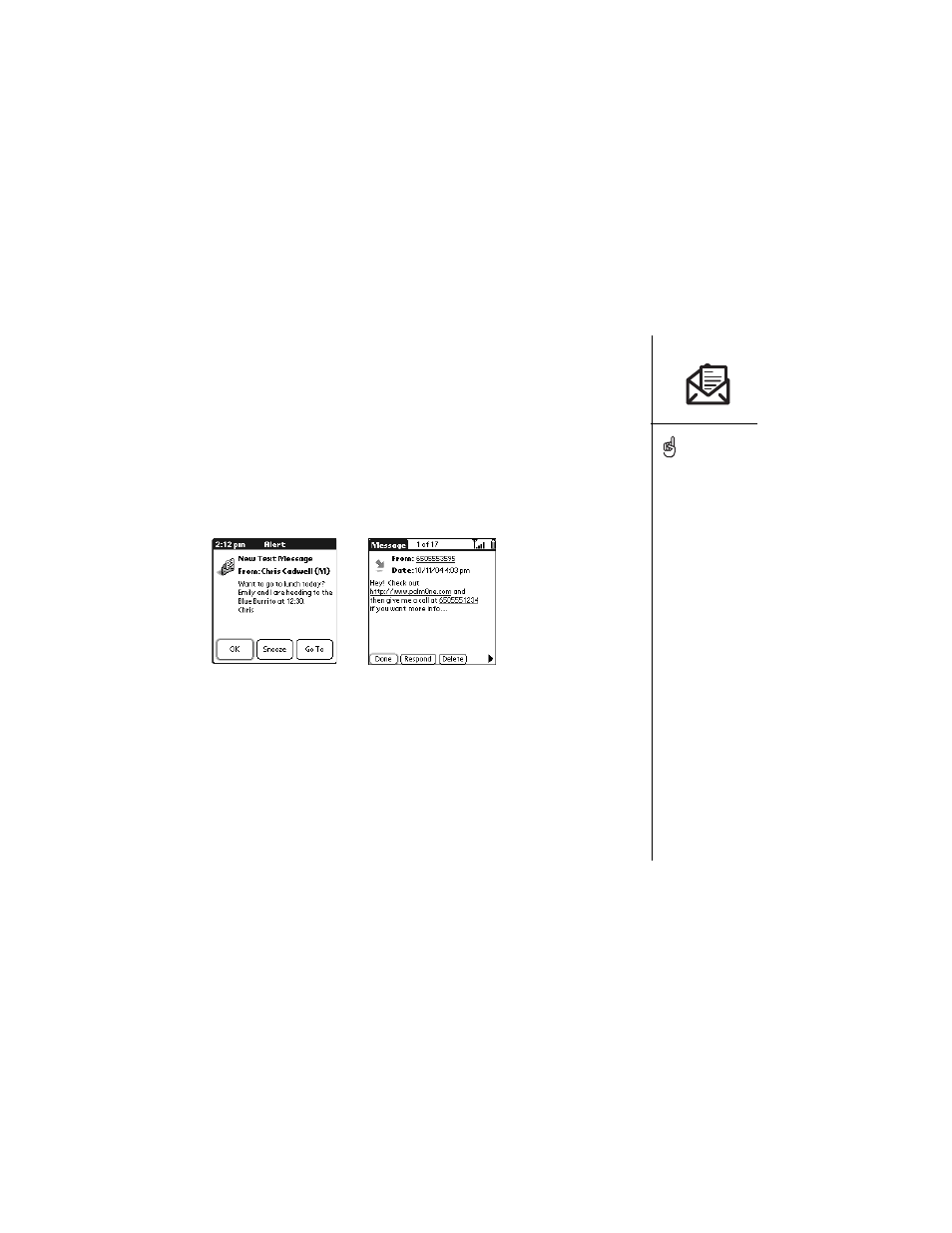 Receiving messages | Palm Treo 600 User Manual | Page 71 / 178