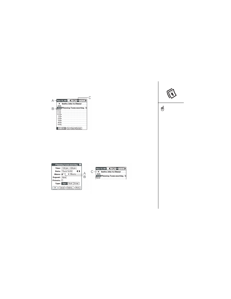 Adding an alarm reminder to an event | Palm Treo 600 User Manual | Page 85 / 178