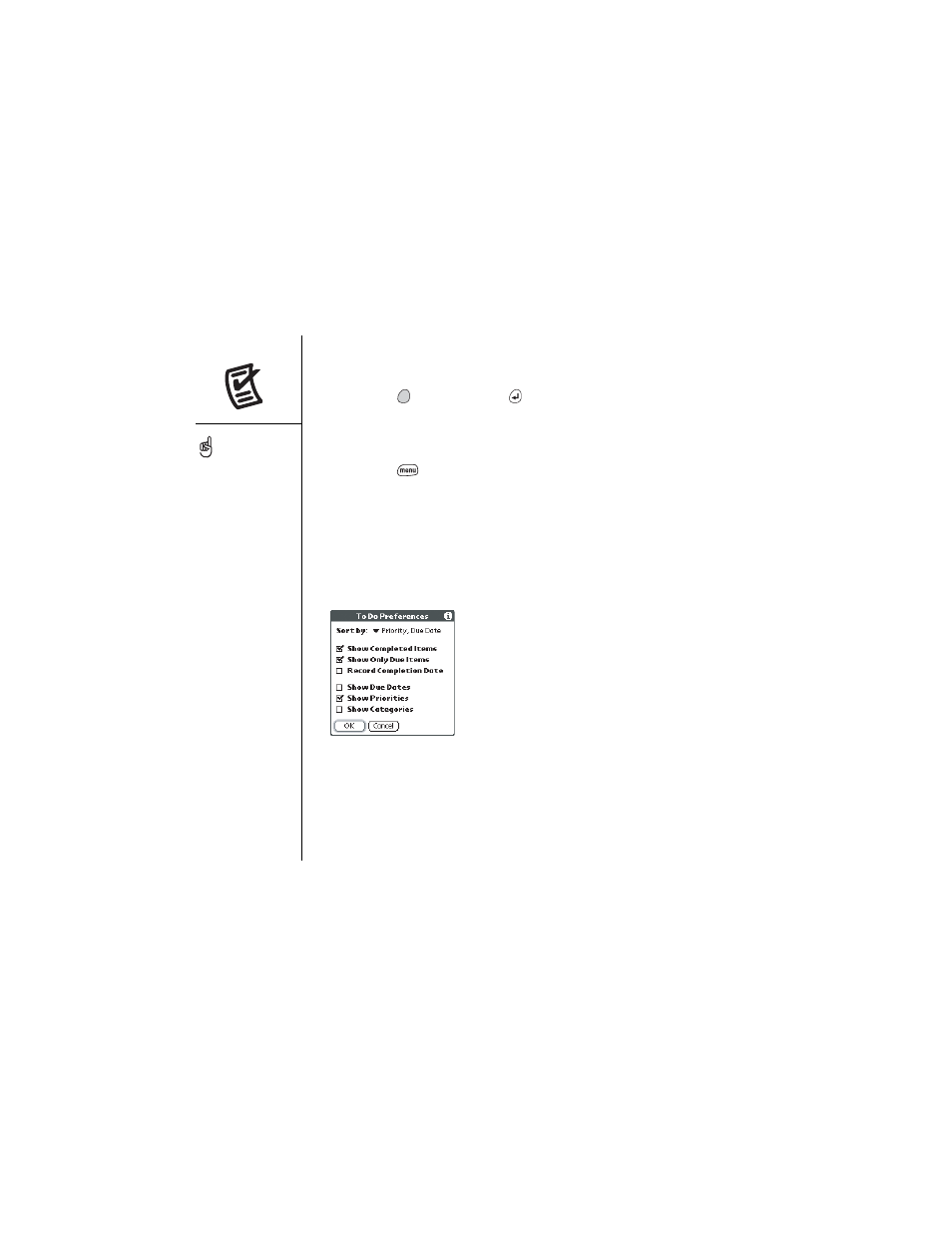 Checking off a to do item, Deleting a to do item, Customizing to do list | Palm Treo 600 User Manual | Page 92 / 178