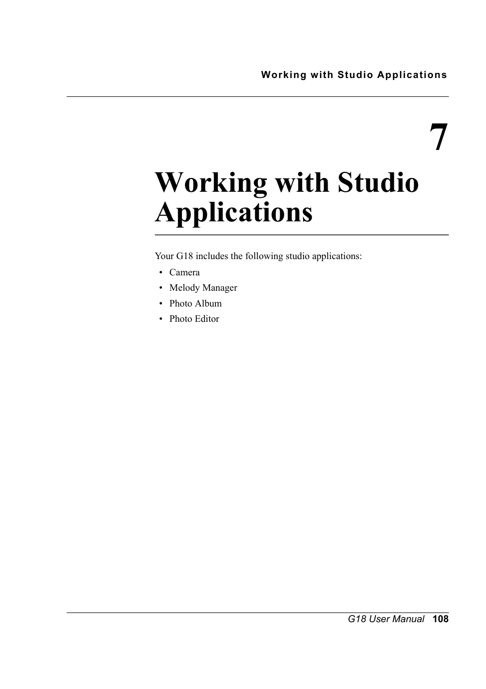 Working with studio applications, 7 working with studio applications | Palm XPLORE G18 User Manual | Page 119 / 276