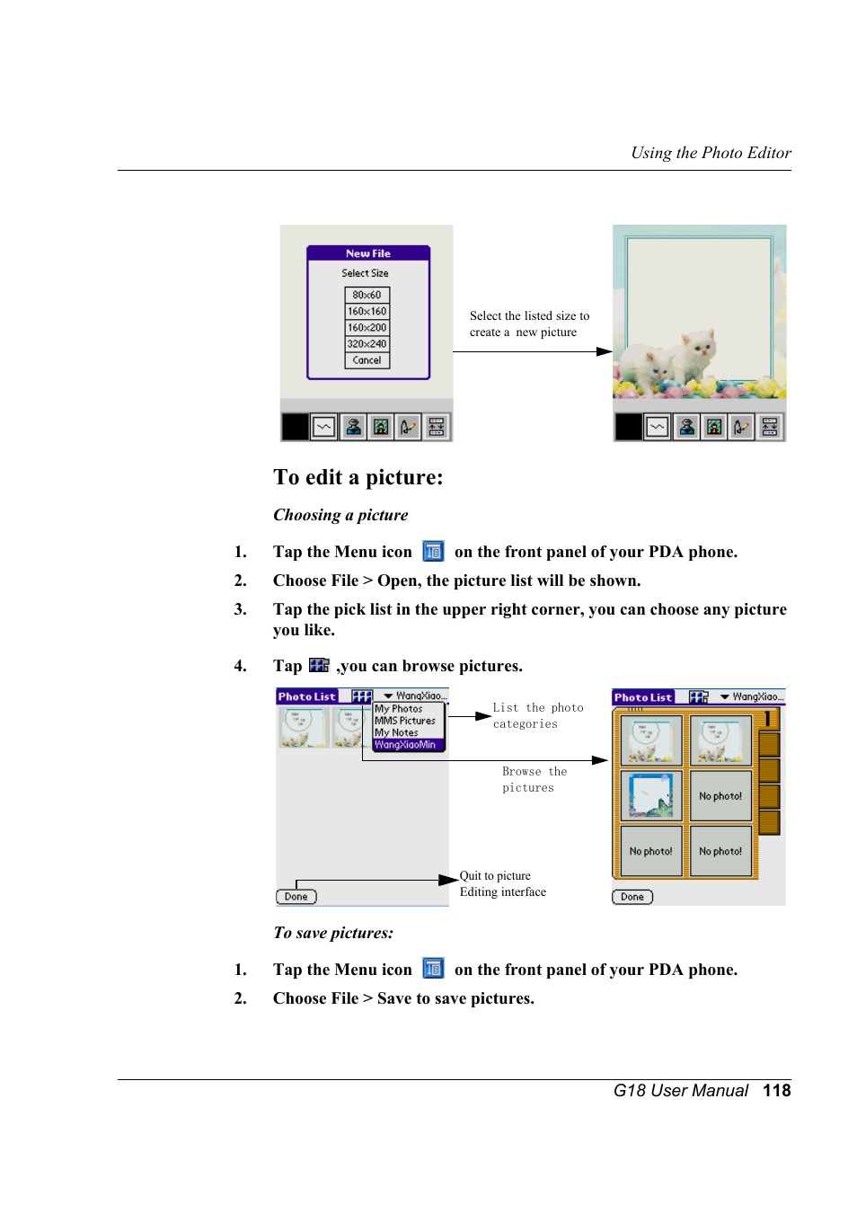 To edit a picture | Palm XPLORE G18 User Manual | Page 129 / 276