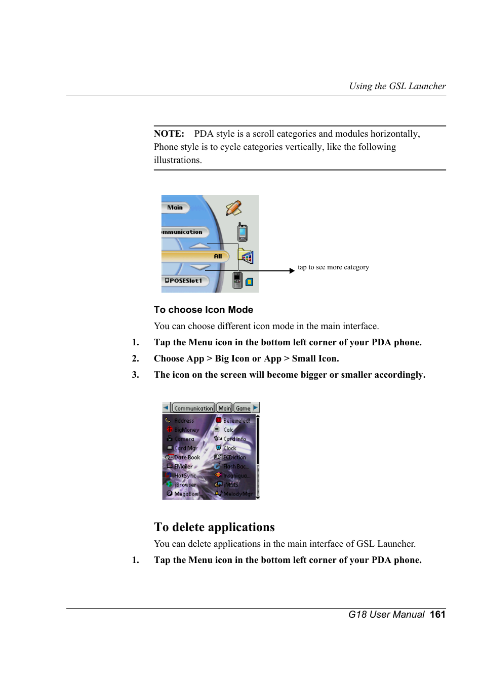 To delete applications | Palm XPLORE G18 User Manual | Page 172 / 276
