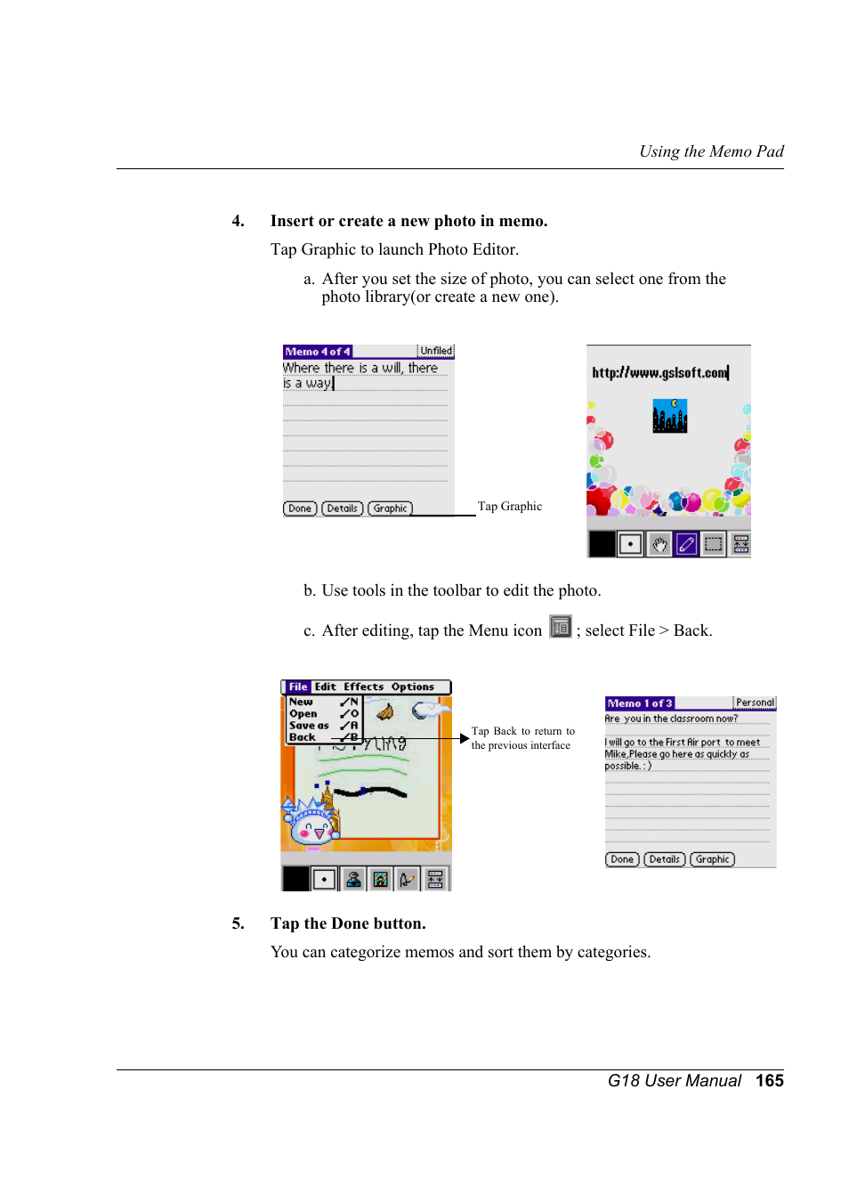 Palm XPLORE G18 User Manual | Page 176 / 276