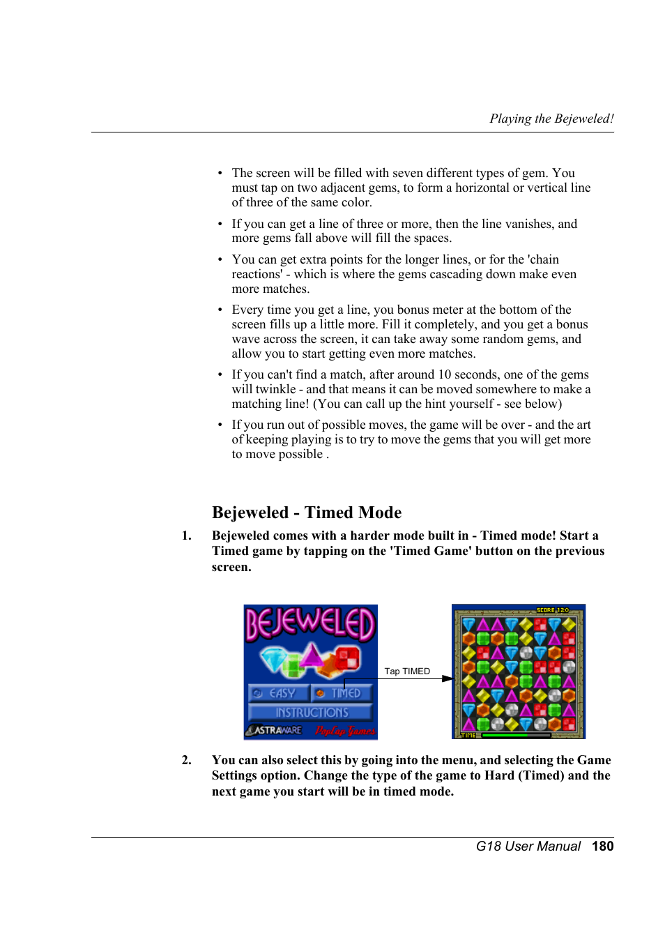 Bejeweled - timed mode | Palm XPLORE G18 User Manual | Page 191 / 276