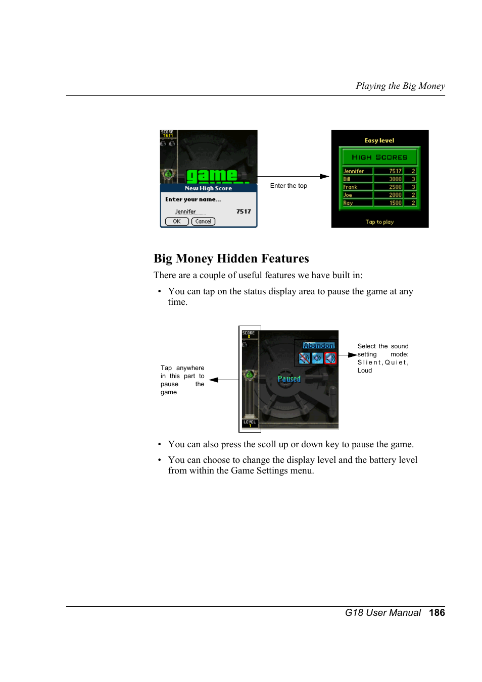 Big money hidden features | Palm XPLORE G18 User Manual | Page 197 / 276