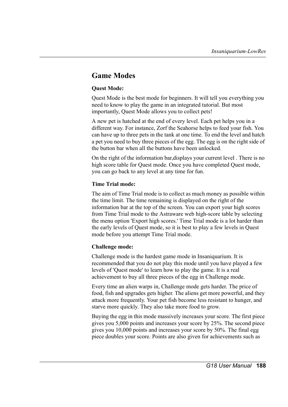 Game modes | Palm XPLORE G18 User Manual | Page 199 / 276