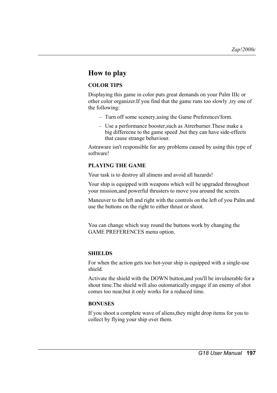 How to play | Palm XPLORE G18 User Manual | Page 208 / 276
