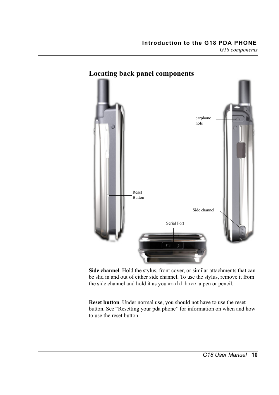 Locating back panel components | Palm XPLORE G18 User Manual | Page 21 / 276