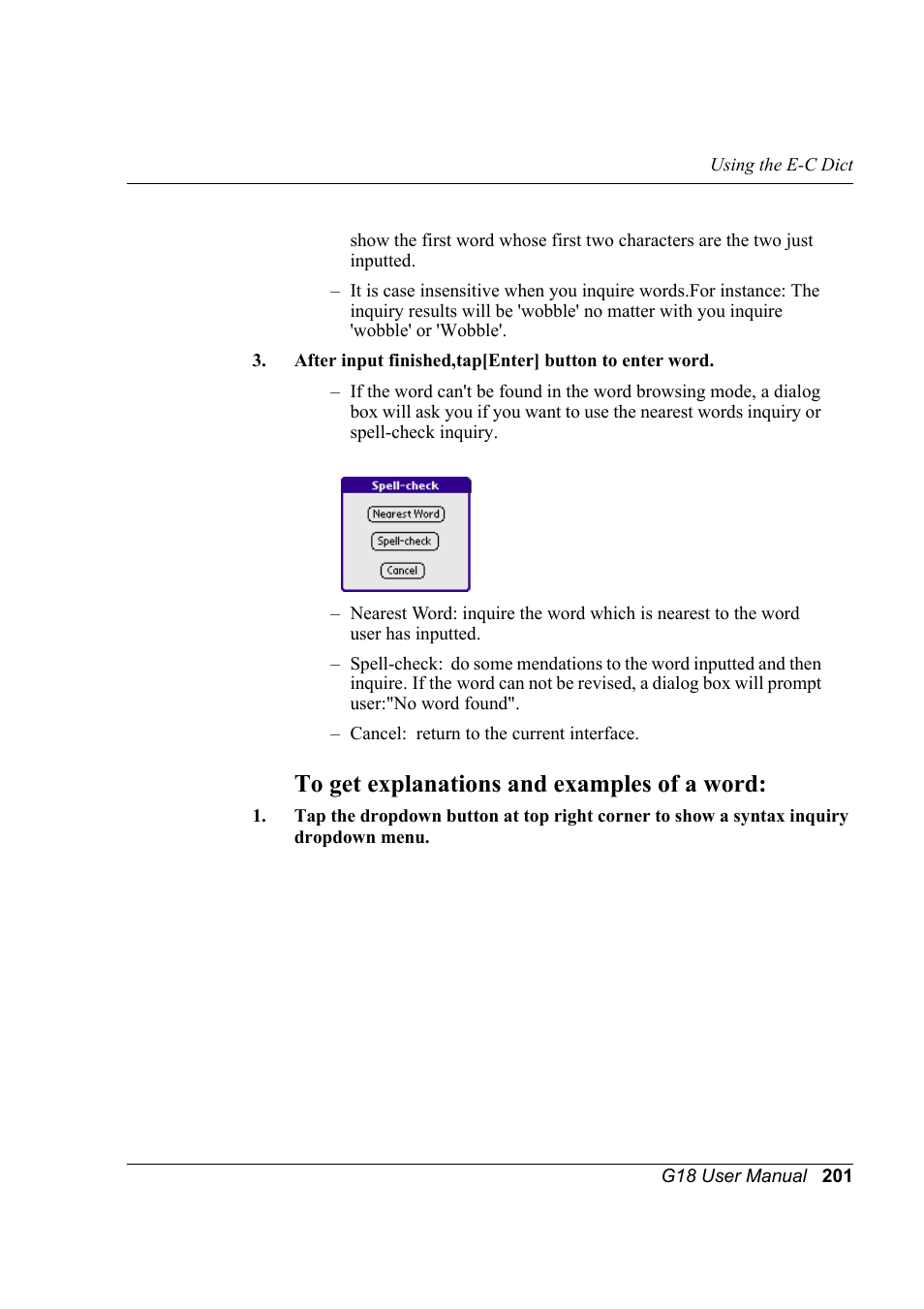 To get explanations and examples of a word | Palm XPLORE G18 User Manual | Page 212 / 276