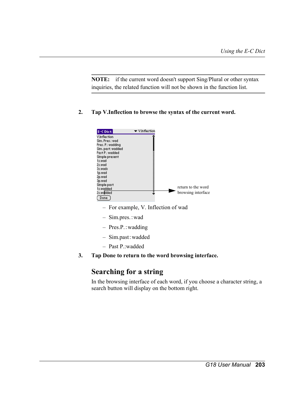 Searching for a string | Palm XPLORE G18 User Manual | Page 214 / 276
