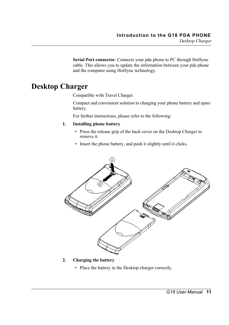 Desktop charger | Palm XPLORE G18 User Manual | Page 22 / 276