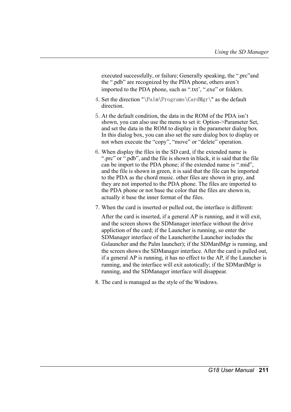 Palm XPLORE G18 User Manual | Page 222 / 276