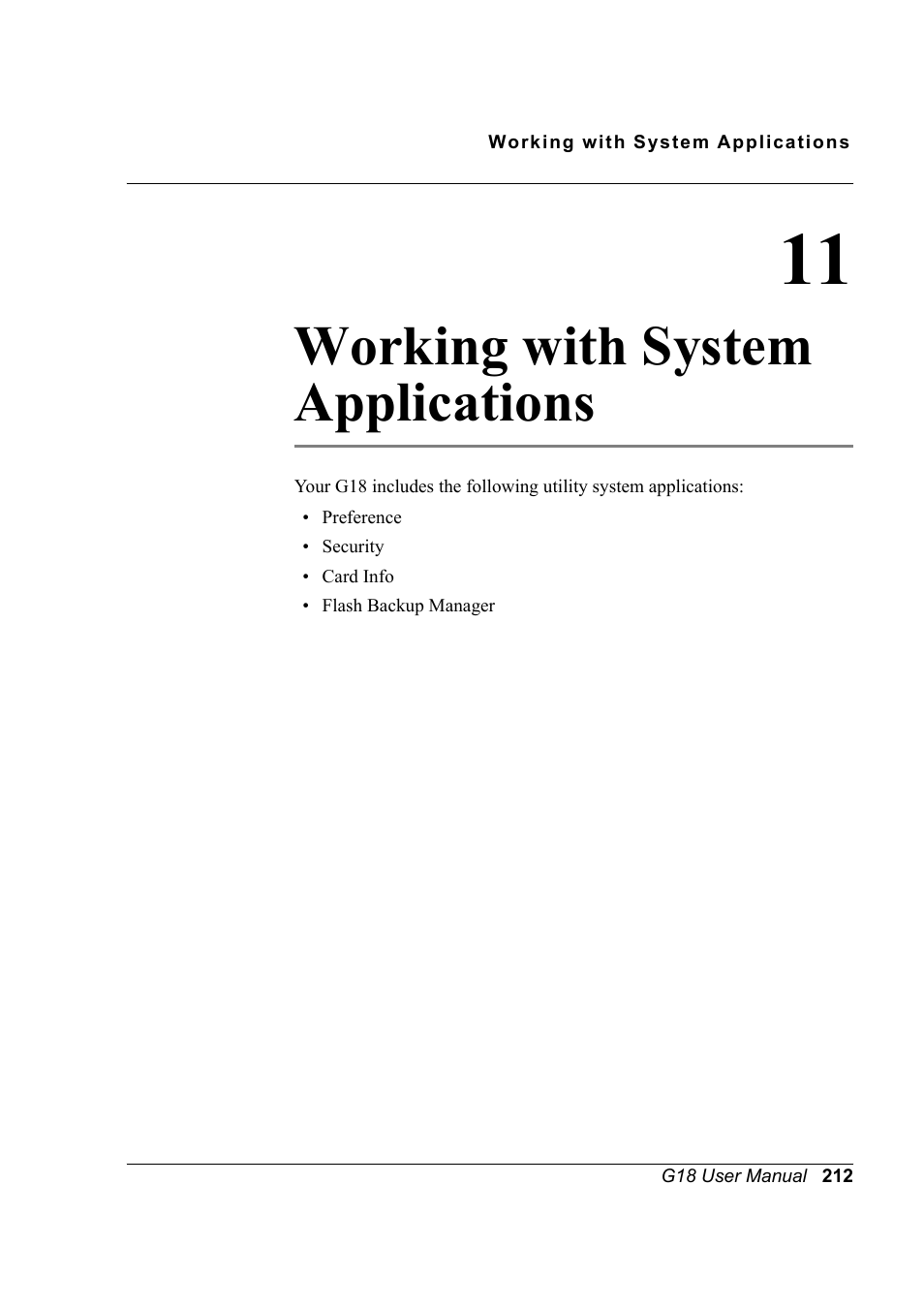 Working with system applications, 11 working with system applications | Palm XPLORE G18 User Manual | Page 223 / 276
