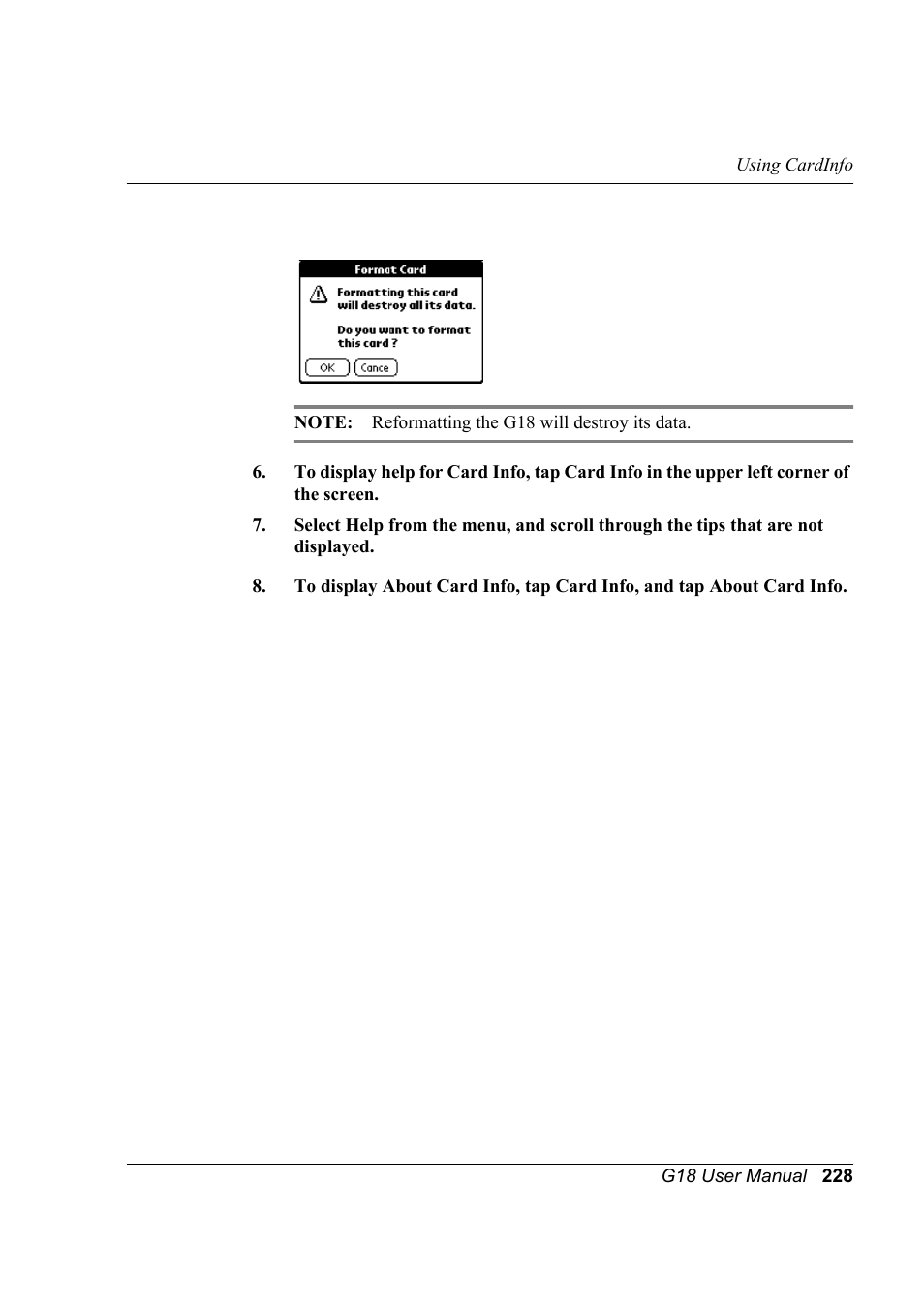 Palm XPLORE G18 User Manual | Page 239 / 276