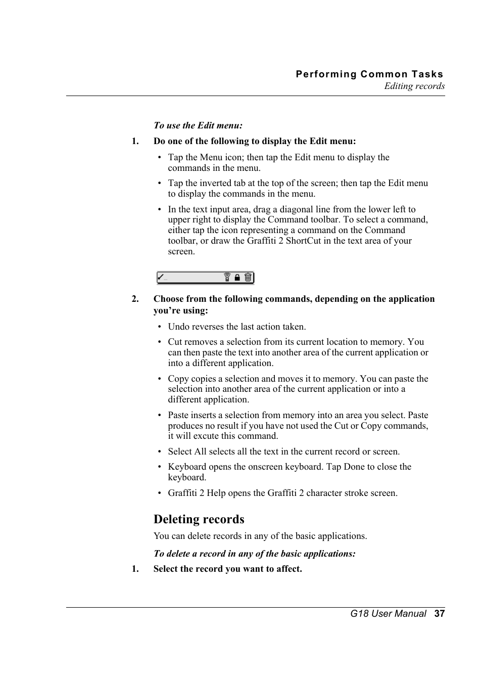 Deleting records | Palm XPLORE G18 User Manual | Page 48 / 276