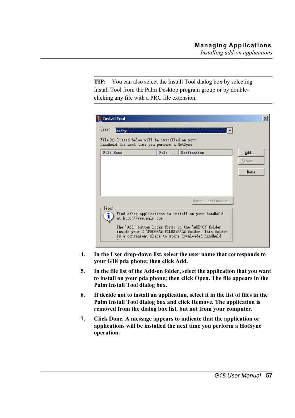 Palm XPLORE G18 User Manual | Page 68 / 276