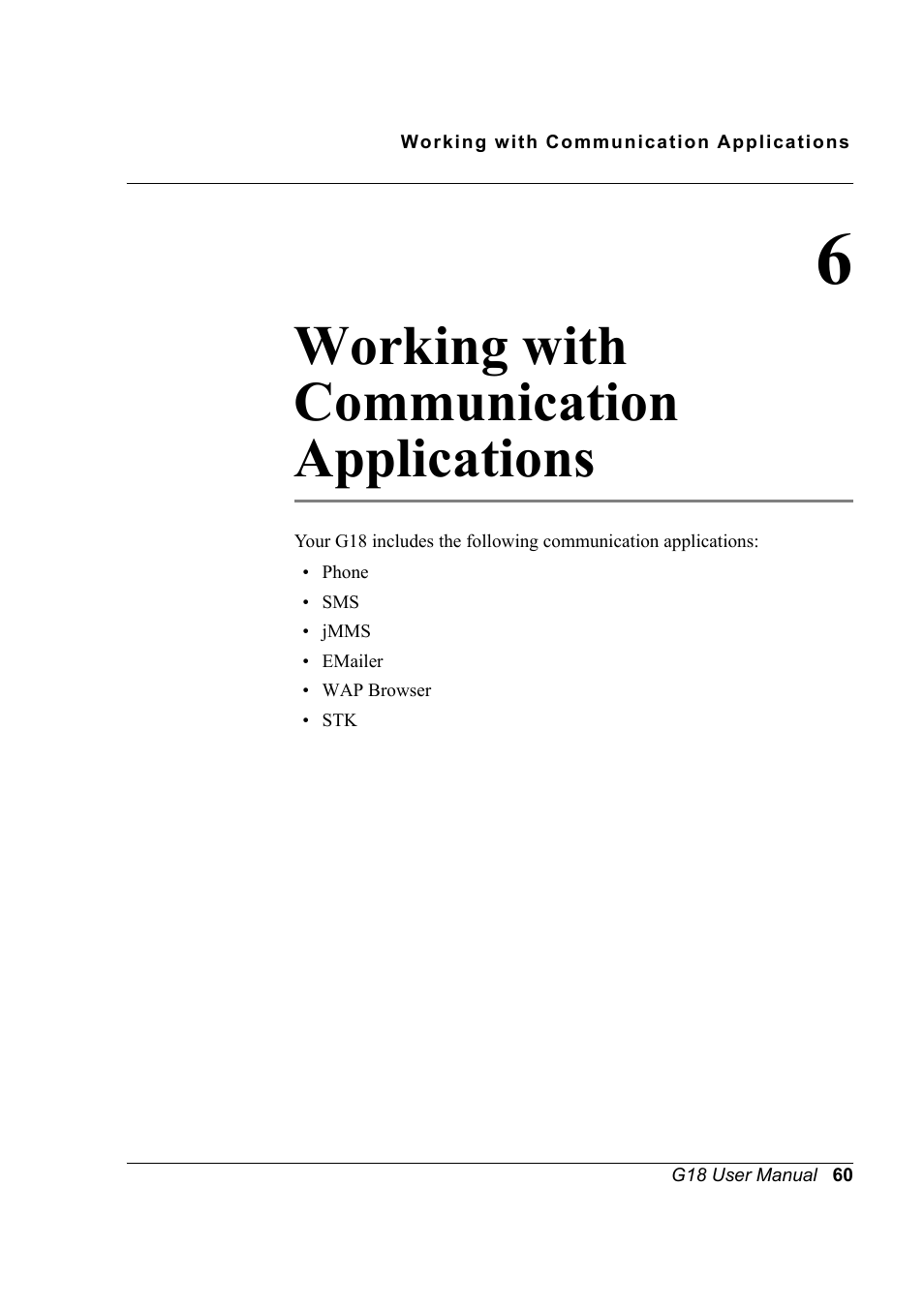 Working with communication applications, 6 working with communication applications | Palm XPLORE G18 User Manual | Page 71 / 276