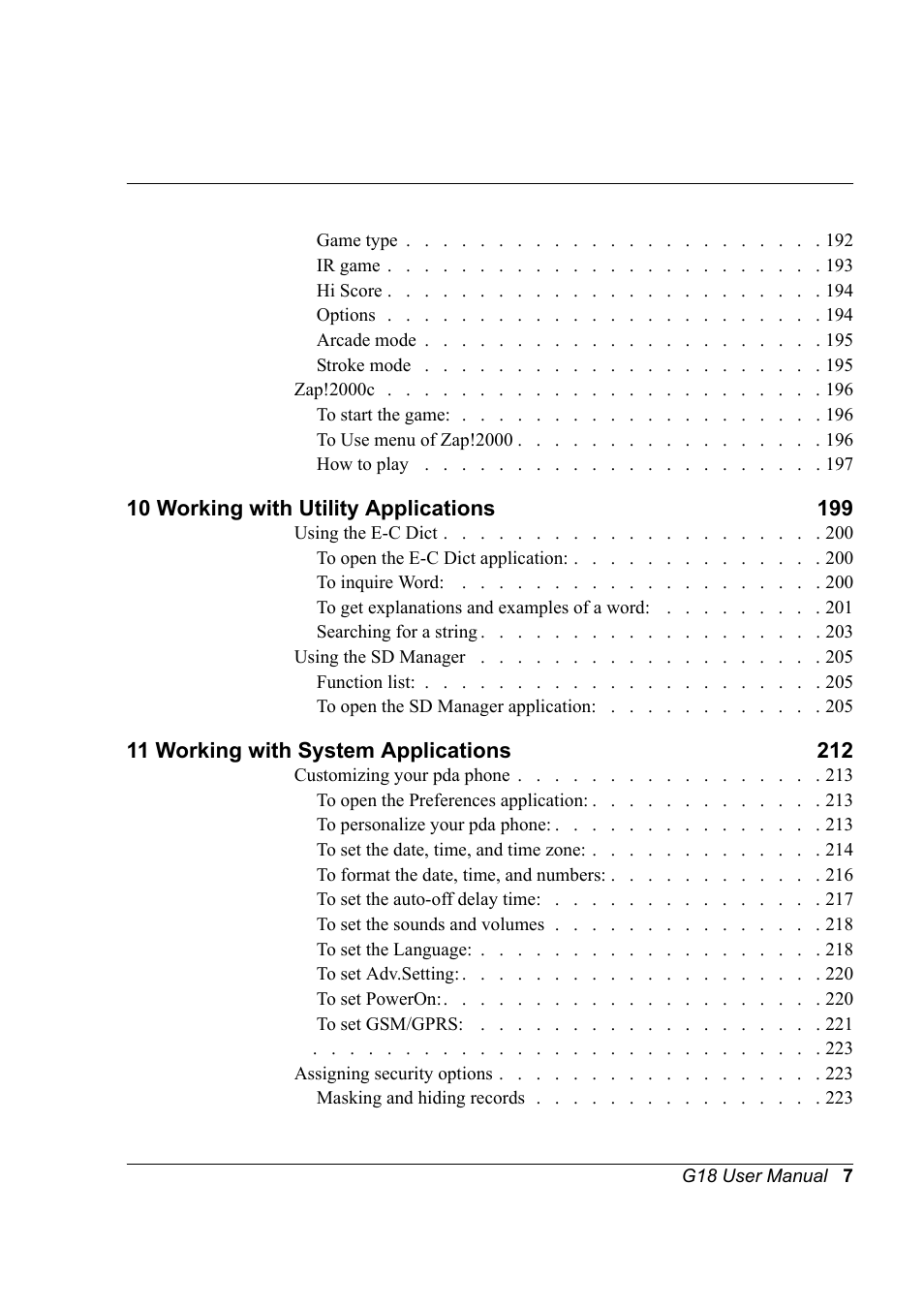 Palm XPLORE G18 User Manual | Page 9 / 276