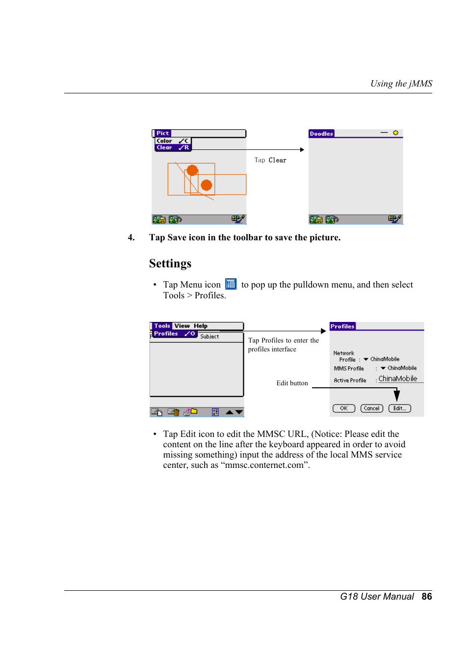 Settings | Palm XPLORE G18 User Manual | Page 97 / 276