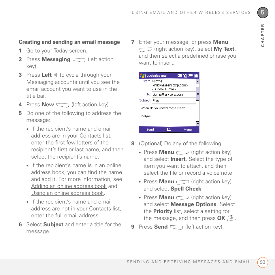 Creating and sending an email message | Palm 700wx User Manual | Page 101 / 288