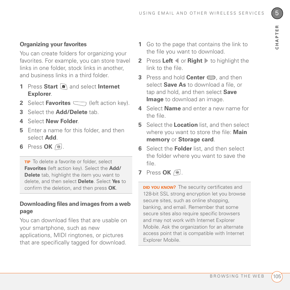 Organizing your favorites | Palm 700wx User Manual | Page 113 / 288