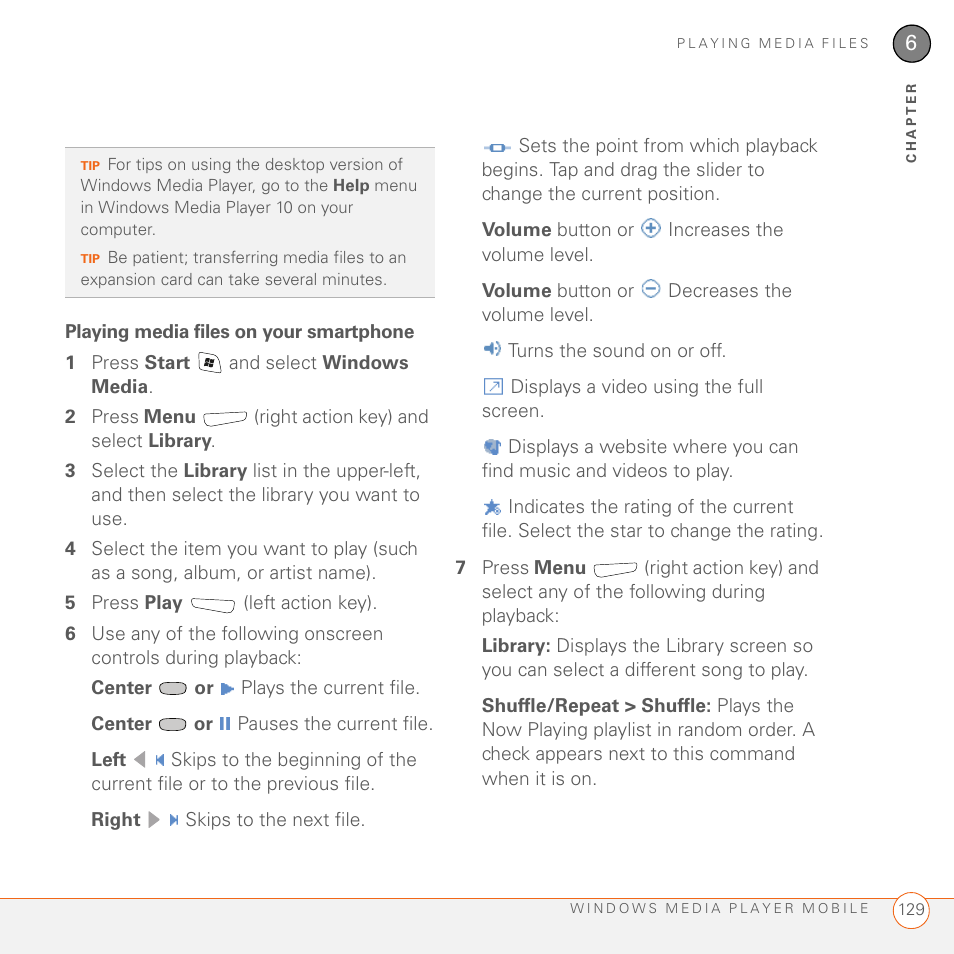 Playing media files on your smartphone | Palm 700wx User Manual | Page 137 / 288