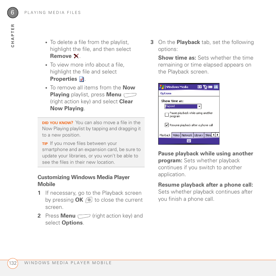 Customizing windows media player mobile | Palm 700wx User Manual | Page 140 / 288