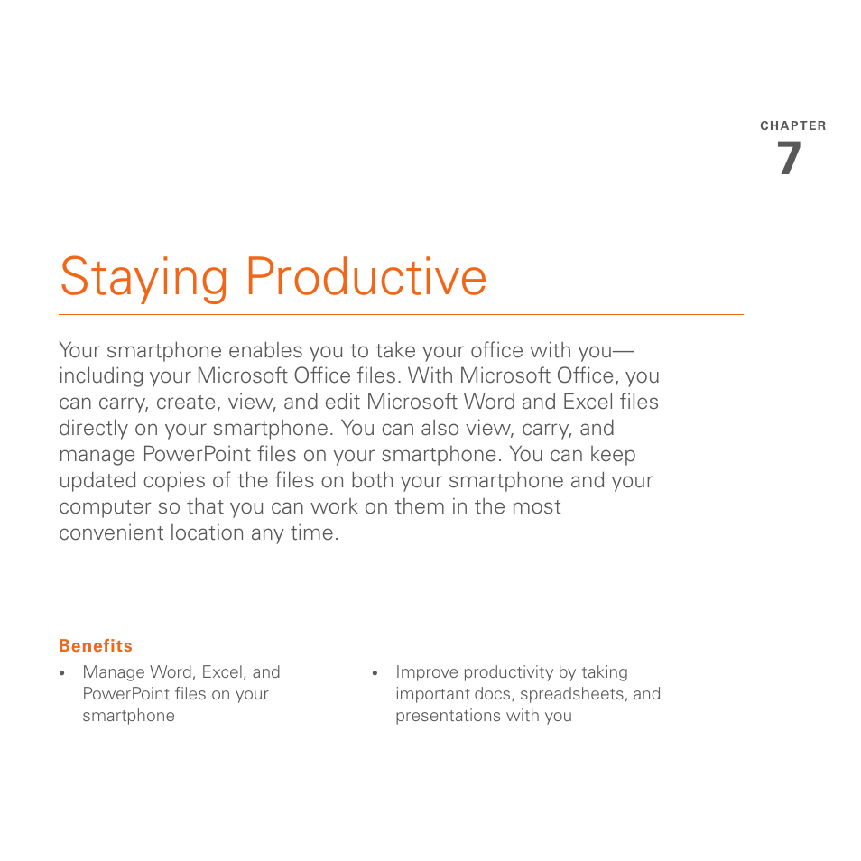 Staying productive, Chapter 7: staying productive | Palm 700wx User Manual | Page 143 / 288