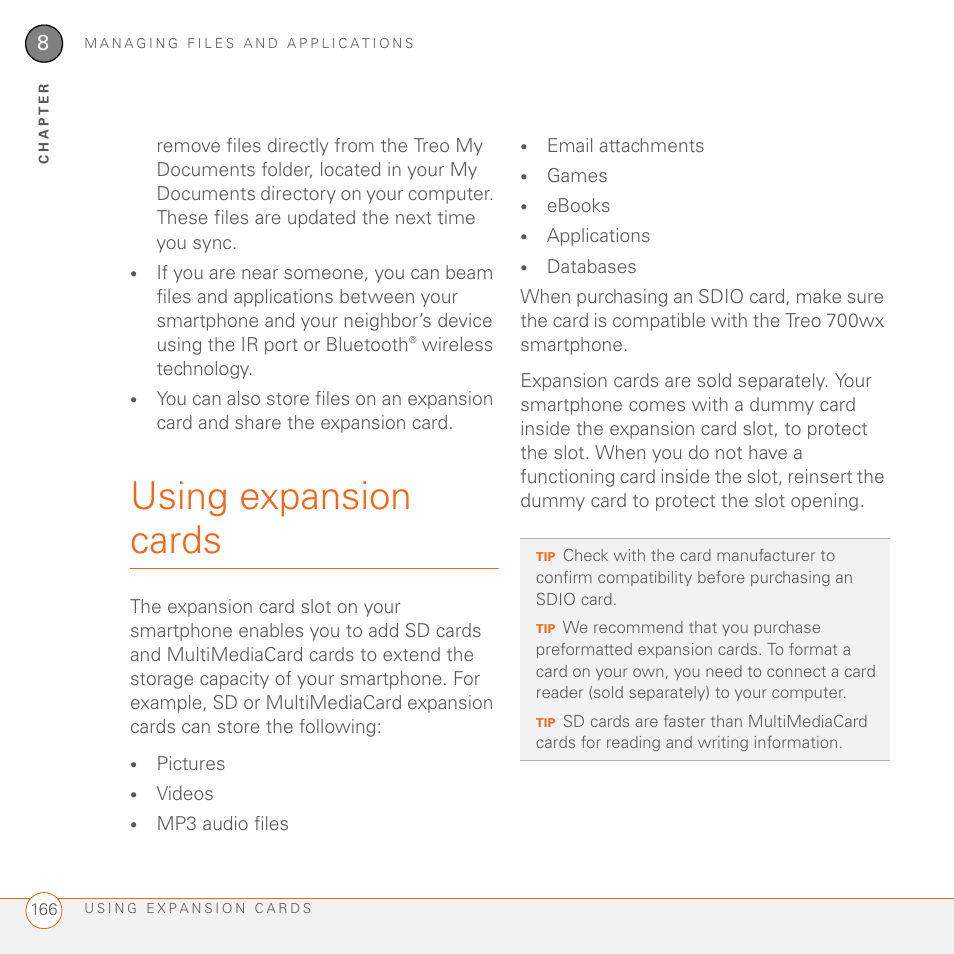 Using expansion cards | Palm 700wx User Manual | Page 174 / 288