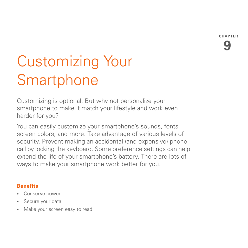 Customizing your smartphone, Chapter 9: customizing your smartphone | Palm 700wx User Manual | Page 179 / 288