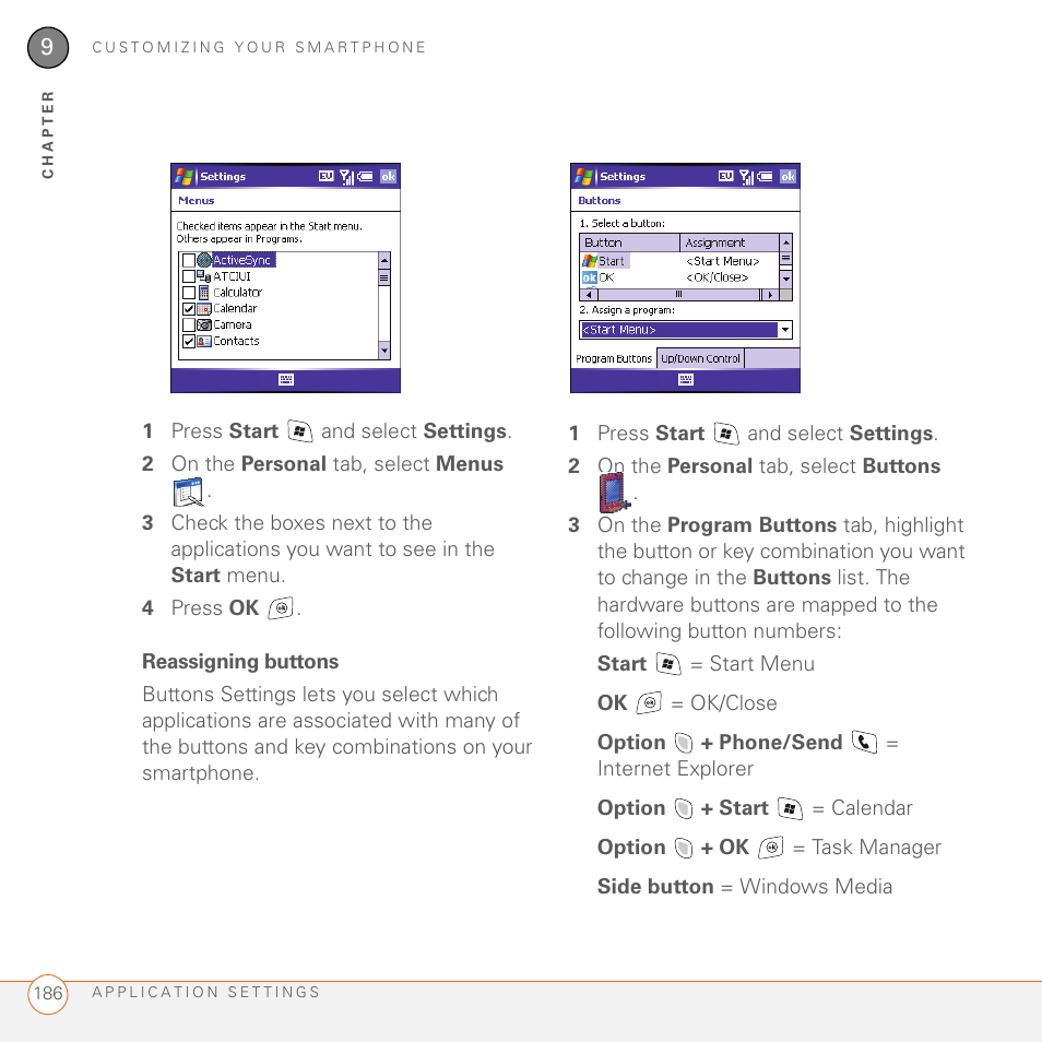 Reassigning buttons | Palm 700wx User Manual | Page 194 / 288