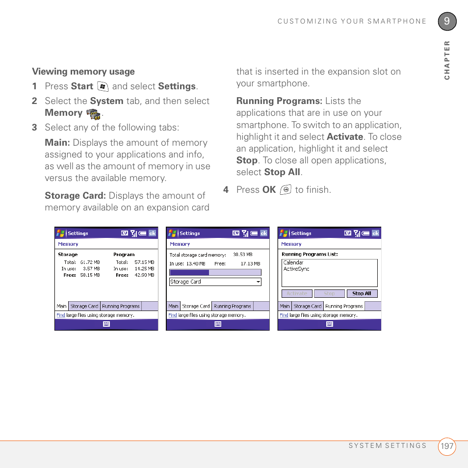 Viewing memory usage | Palm 700wx User Manual | Page 205 / 288