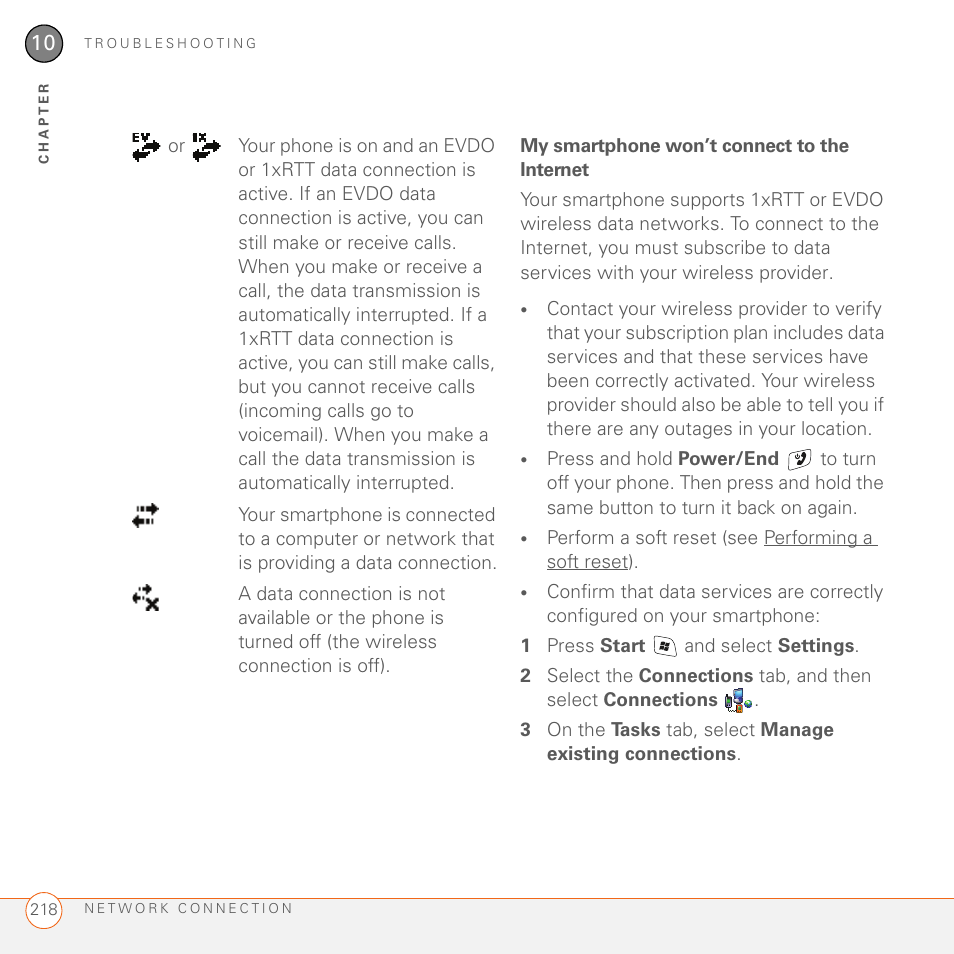 My smartphone won’t connect to the internet | Palm 700wx User Manual | Page 226 / 288