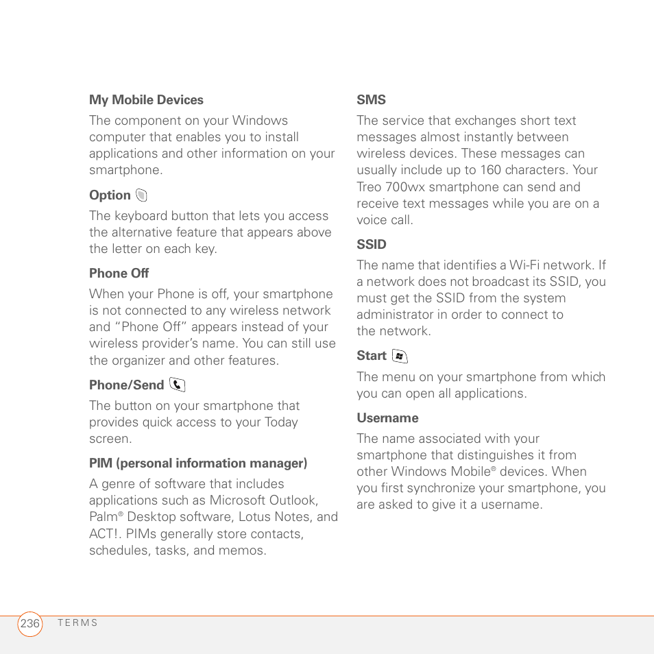 Palm 700wx User Manual | Page 244 / 288