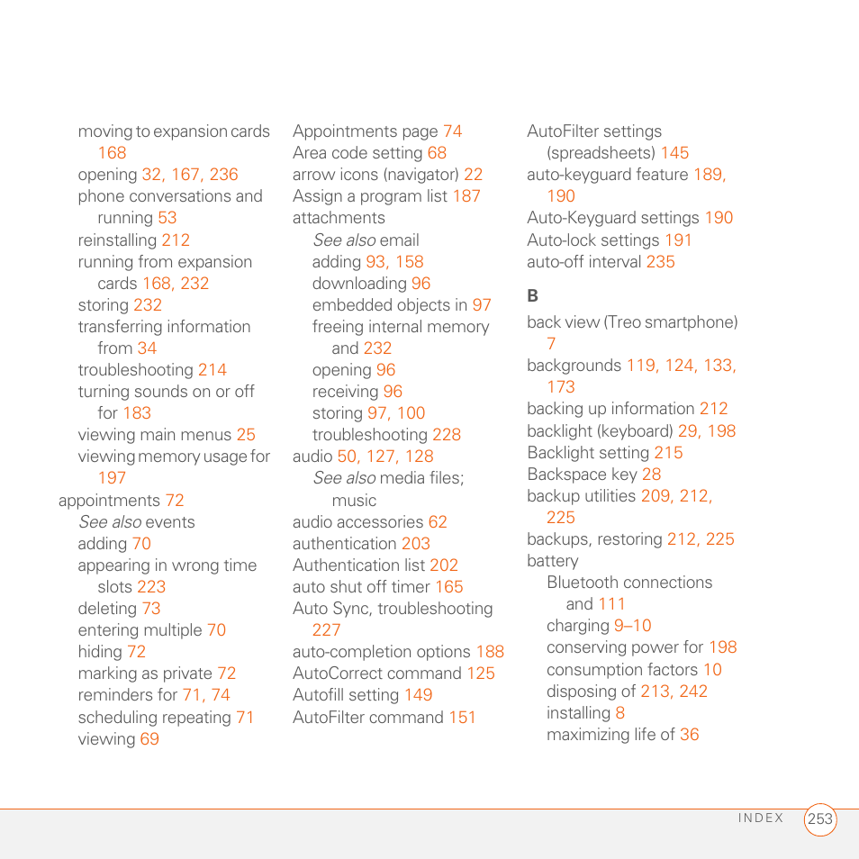Palm 700wx User Manual | Page 261 / 288