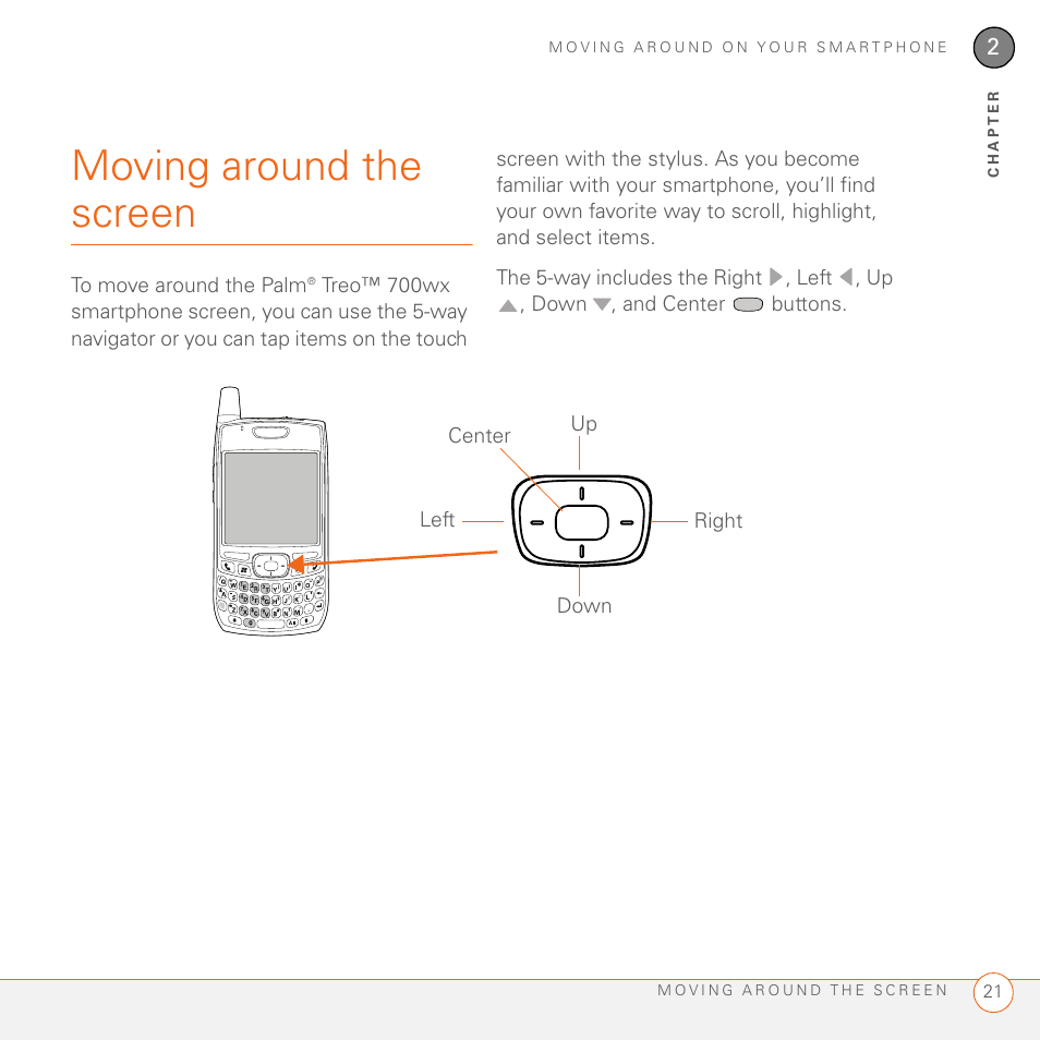 Moving around the screen | Palm 700wx User Manual | Page 29 / 288