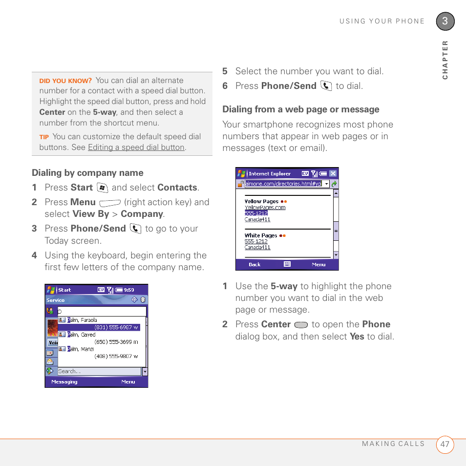 Dialing by company name | Palm 700wx User Manual | Page 55 / 288