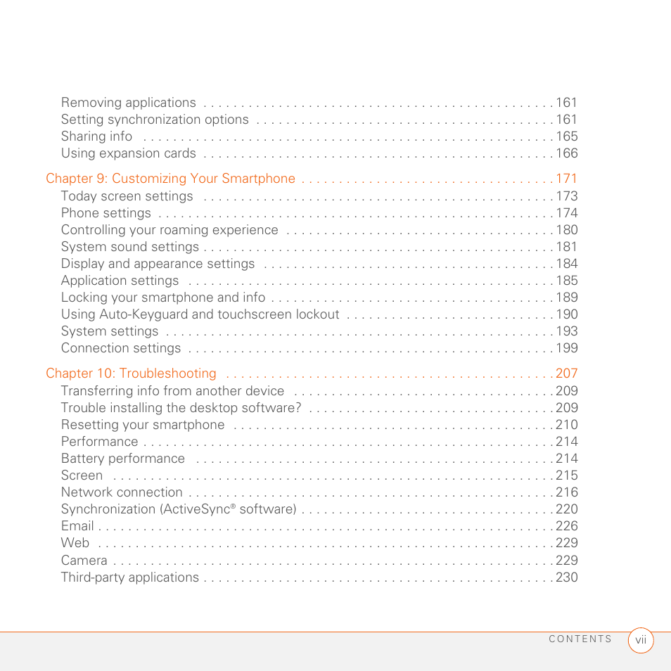 Palm 700wx User Manual | Page 7 / 288