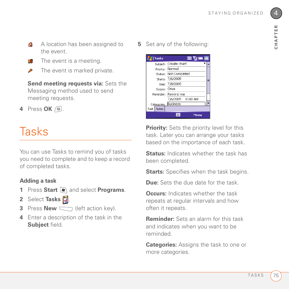 Tasks, Adding a task | Palm 700wx User Manual | Page 83 / 288