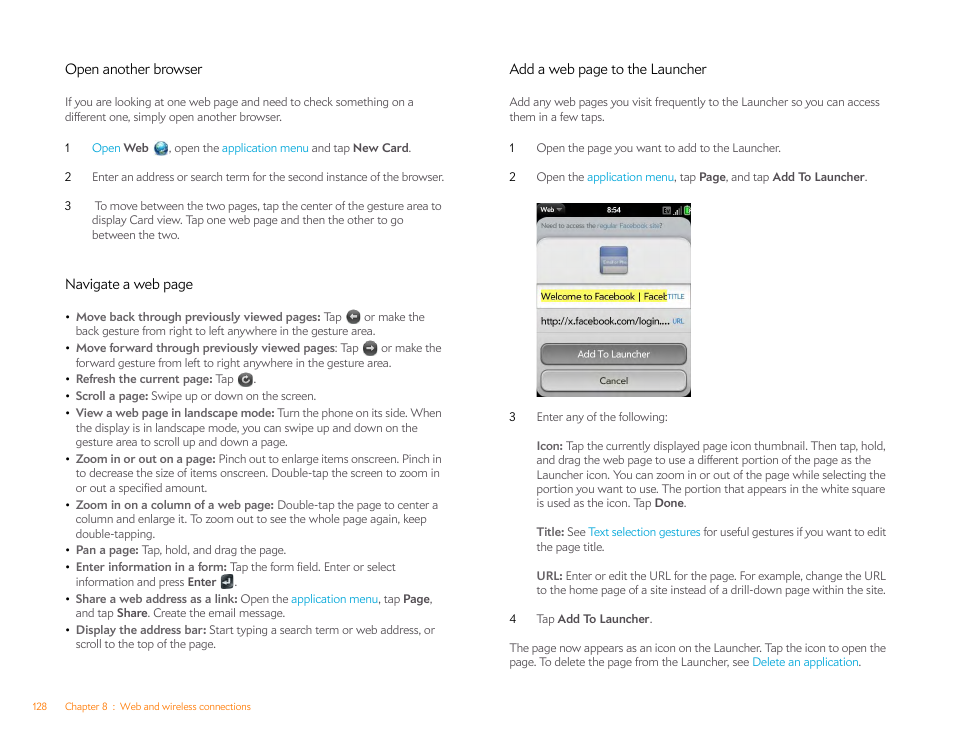 Open another browser | Palm Pixi Plus User Manual | Page 128 / 201