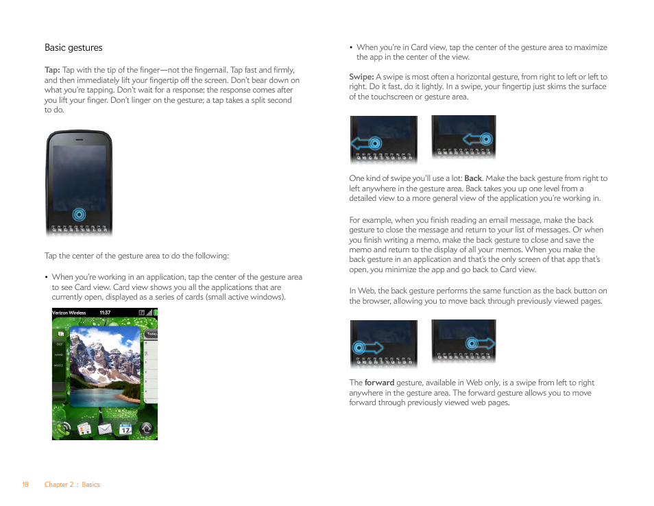 Basic gestures | Palm Pixi Plus User Manual | Page 18 / 201