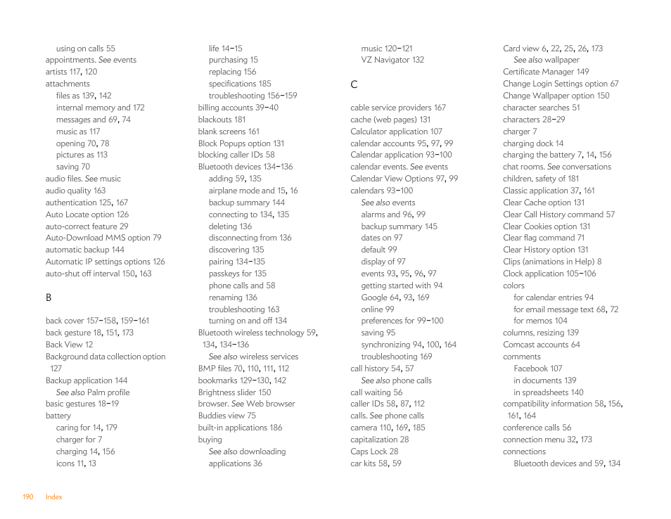 Palm Pixi Plus User Manual | Page 190 / 201