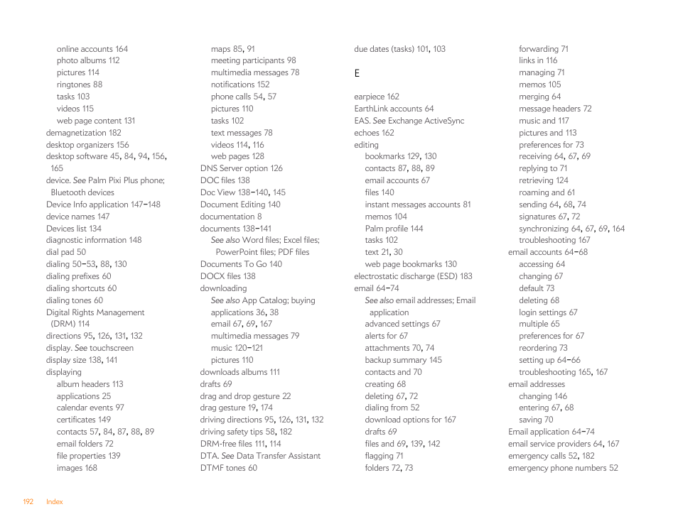 Palm Pixi Plus User Manual | Page 192 / 201