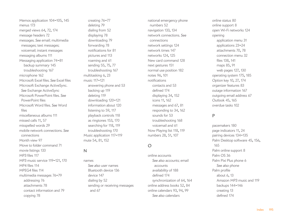 Palm Pixi Plus User Manual | Page 195 / 201